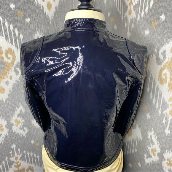 Ralph Lauren Midnight Blue Patent Leather Calfskin Moto Jacket - Picture 13 of 16